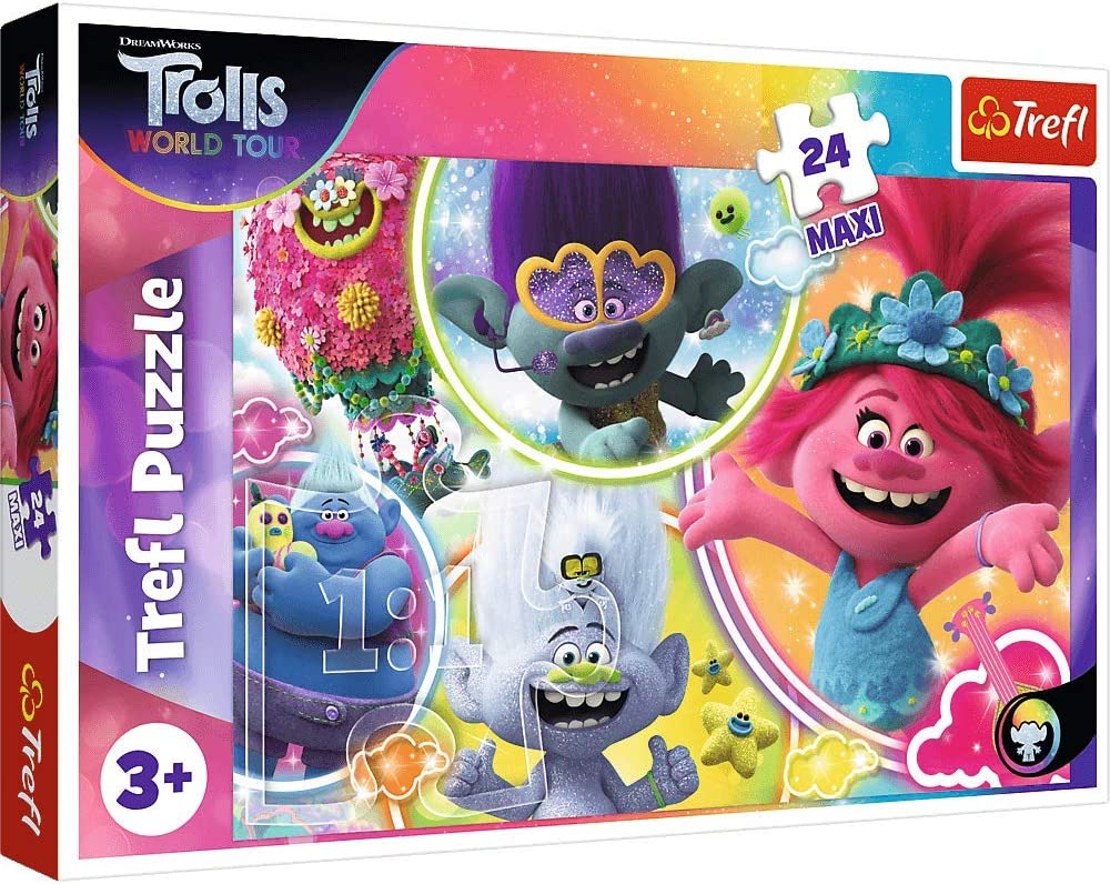 Trefl Puzzle, Die Musikwelt der Trolle, 24 Maxi-Teile, Universal Trolls World Tour