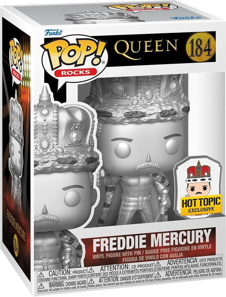 Queen – König Freddie Mercury Platinum Funko 68953 Pop! Vinyl mit Pin (exklusiv bei Yachew)