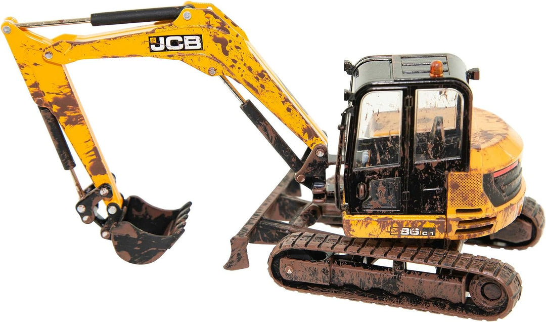 Britains 1:32 JCB Muddy Midi Excavator 86C-2, Collectable Tractor Toy for Farm Set, Tractor Toys Compatible with 1:32 Scale Farm Animals and Toys, Suitable for Collectors & Children from 3 Years