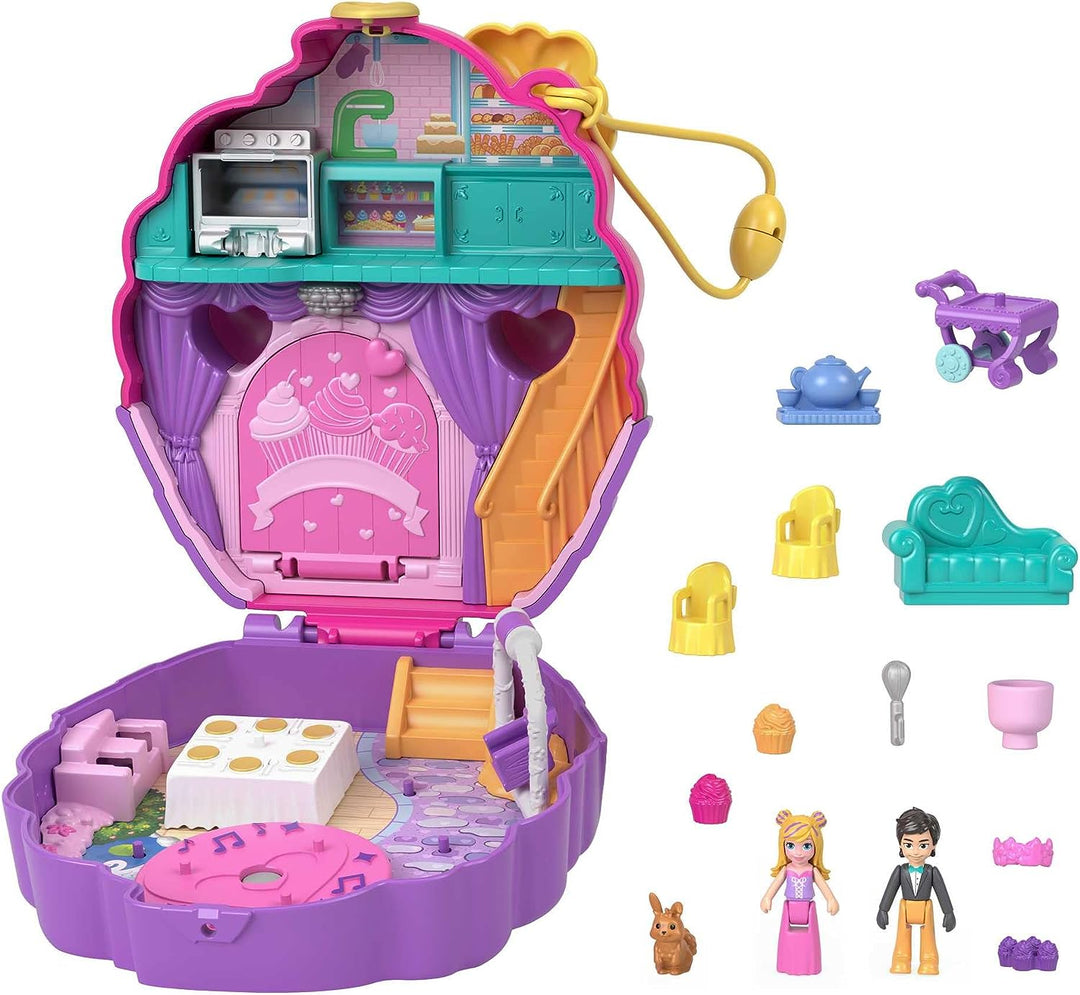 ?Polly Pocket Mini Toys, Something Sweet Cupcake, kompaktes Spielset mit 2 Micro Do