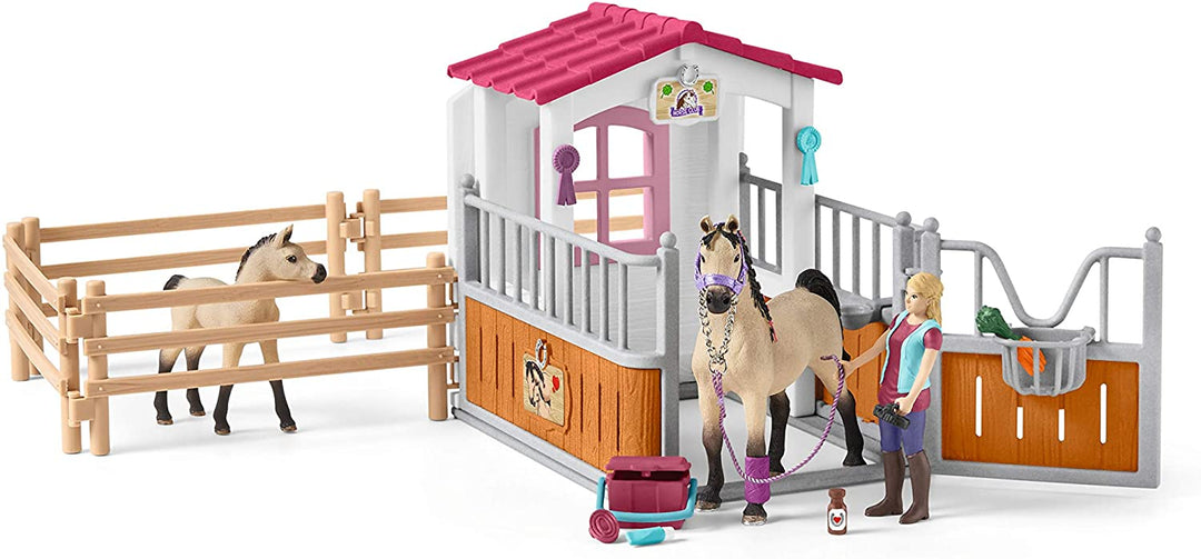 Schleich 42369 stall with Arab Horses and Groom