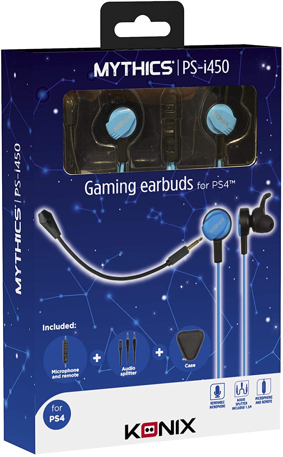 Konix I-450 Gaming Headset 3,5 mm Klinke schnurgebunden In Ear schwarz, blau