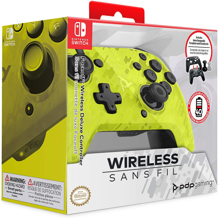 Pdp Controller Faceoff Deluxe + Audio Wireless Switch Camo Yellow