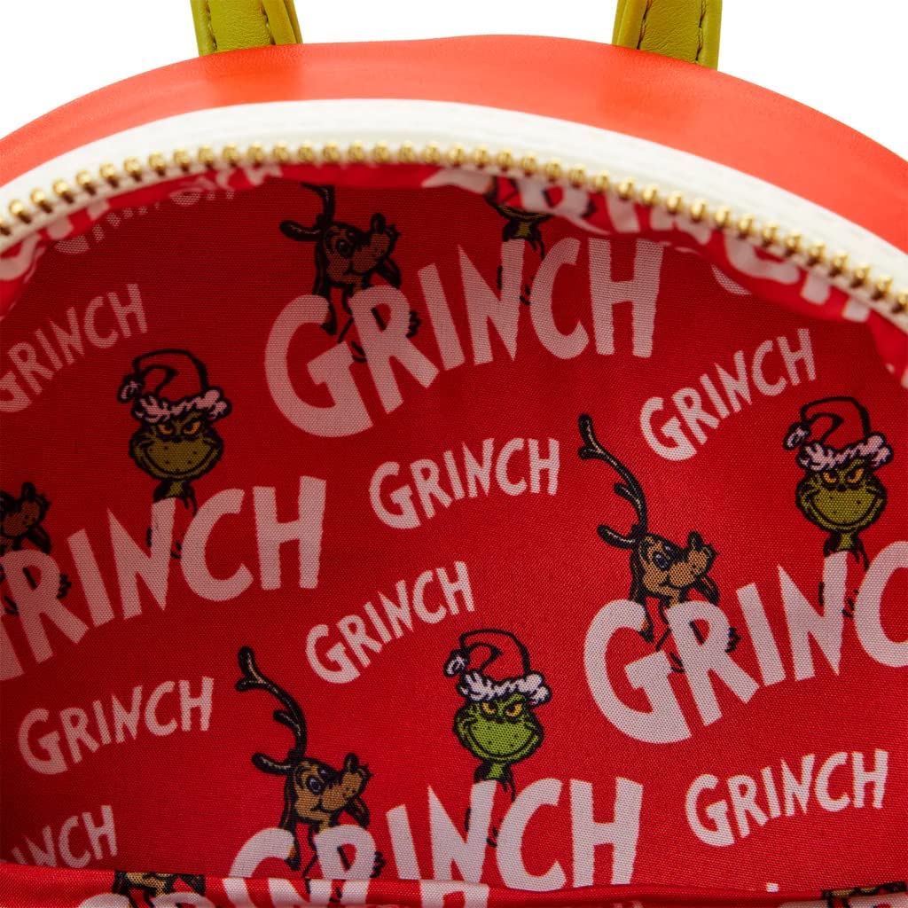 Loungefly Dr. Seuss How the Grinch Stole Christmas Lenticular Heart Double Strap Mini-Rucksack