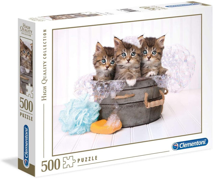 Clementoni – 35065 – Sammelpuzzle für Erwachsene und Kinder – Kätzchen und Seife – 500 Teile