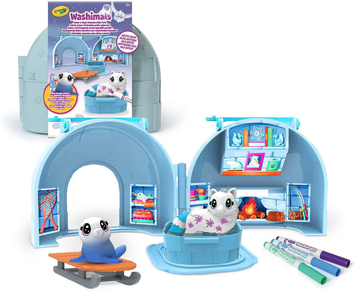 CRAYOLA 74-7477 Washimals Adventure Arctic Iglù Set for Coloring and Bathing for Puppies Creative Activities and Gift for Children 3 Years, Various