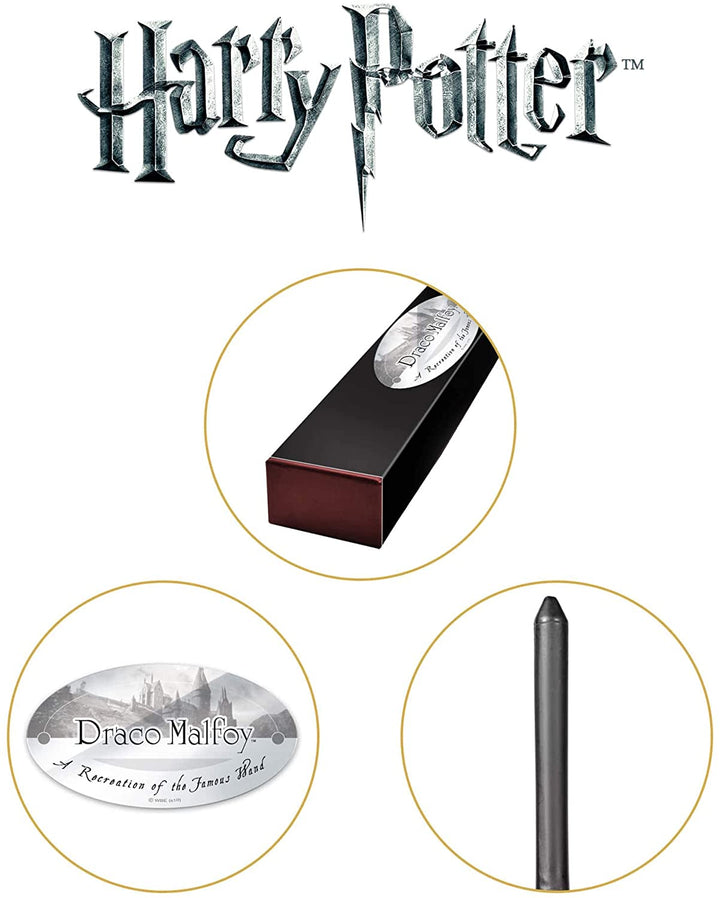 The Noble Collection – Draco Malfoy Charakter-Zauberstab – 16 Zoll (40 cm) Zaubererwelt-Zauberstab mit Namensschild – Harry-Potter-Filmset, Film-Requisiten, Zauberstäbe