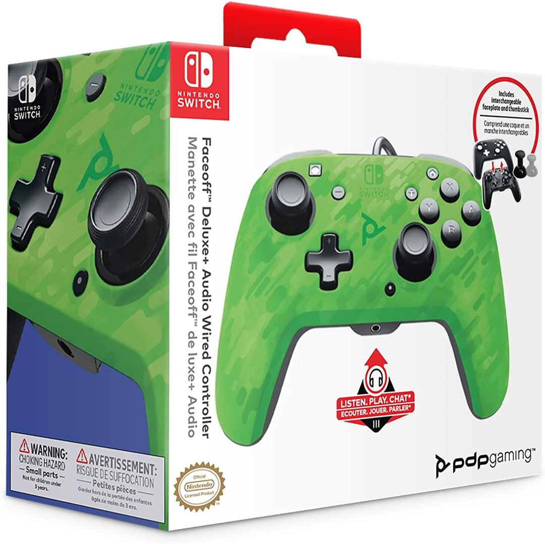 Pdp Controller Faceoff Deluxe + Audio Wired Switch Camo Green