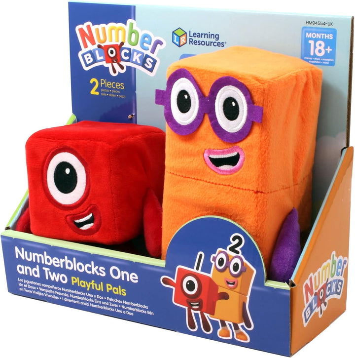 Learning Resources HM94554-UK One and Two Playful Pals, Numberblocks Plush Squishy Soft Tactile Toys