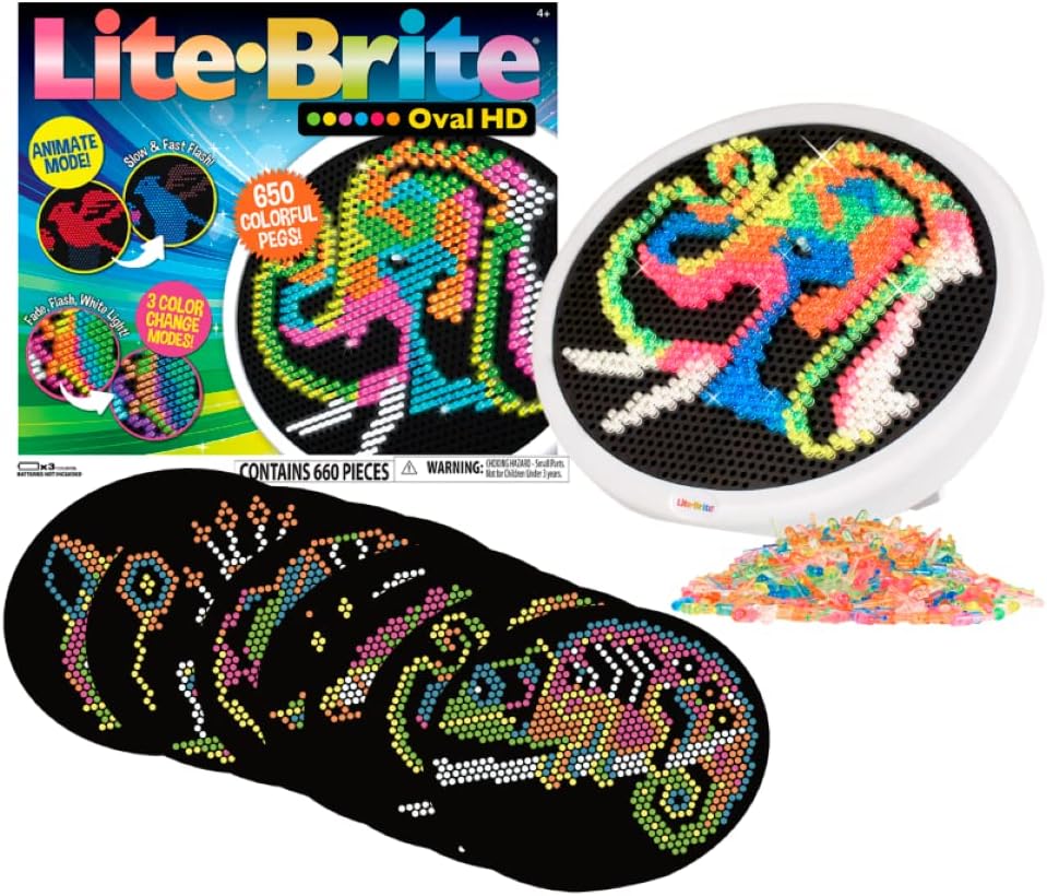Basic Fun 02250 LITE-Brite Oval Now in High Definition-Includes 650 Pegs