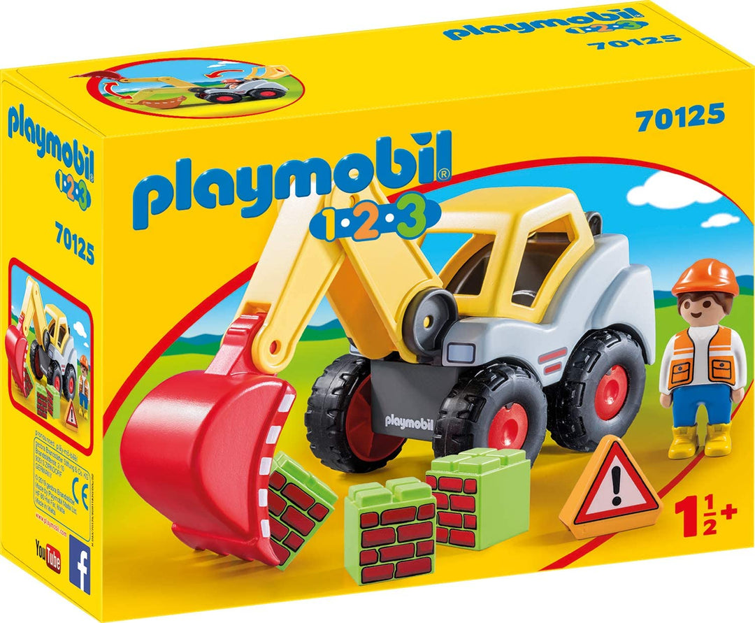 Playmobil 70125 1.2.3 Pala Excavadora para Niños 18 Meses +