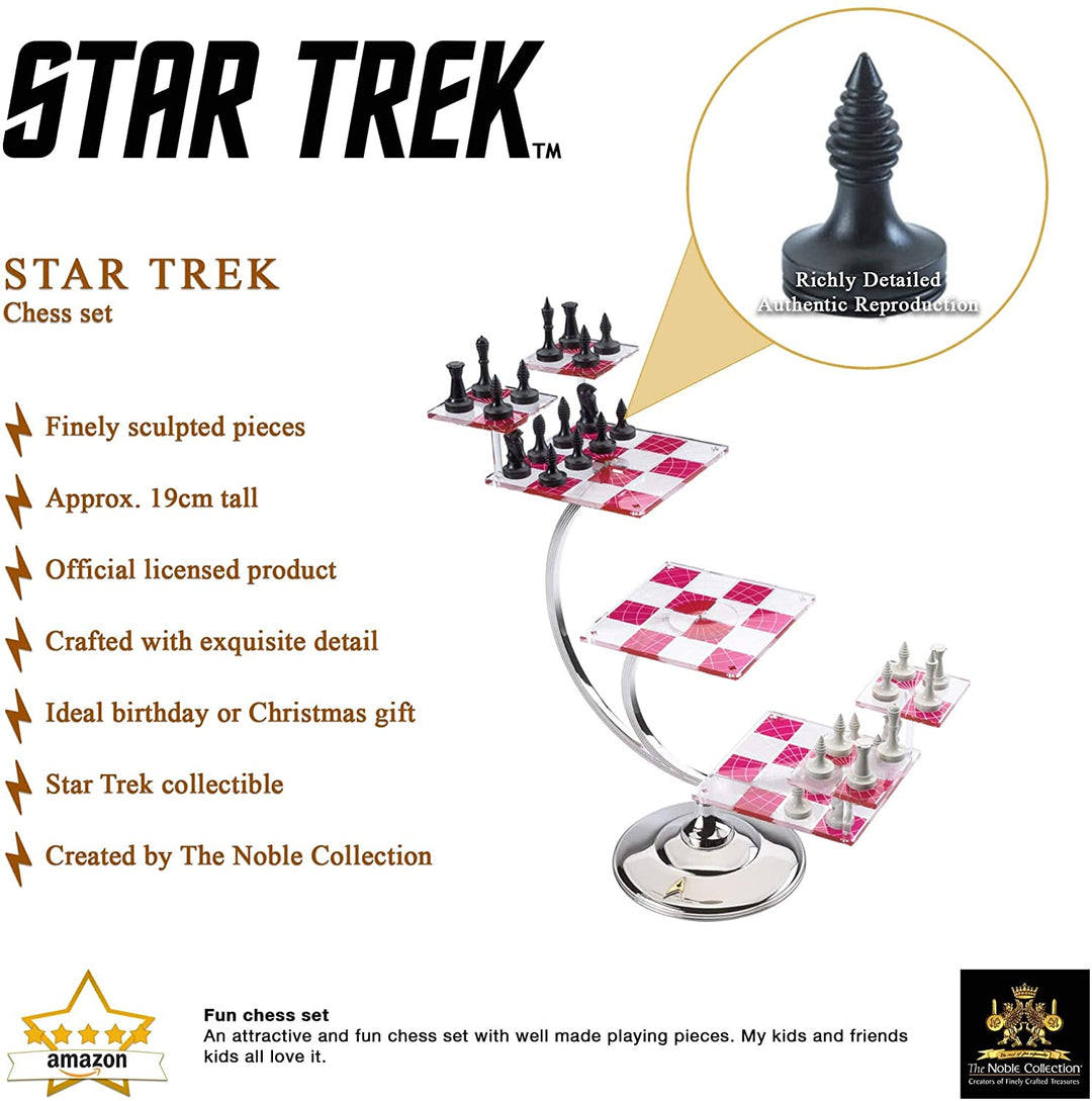 The Noble Collection Star Trek Dreidimensionales Schachspiel – 32 hochdetaillierte Schachfiguren aus Kunststoff – Offiziell lizenzierte Star Trek TV-Show-Spielgeschenke