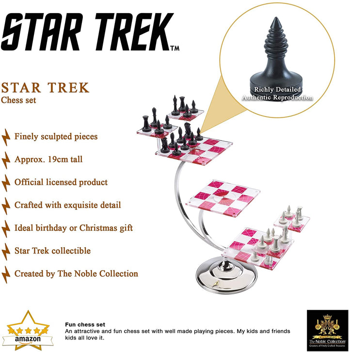 The Noble Collection Star Trek Dreidimensionales Schachspiel – 32 hochdetaillierte Schachfiguren aus Kunststoff – Offiziell lizenzierte Star Trek TV-Show-Spielgeschenke