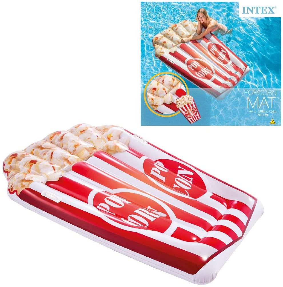 Intex Popcorn Opblaasbaar Zwembad Lilo Matras met Handgrepen 178 x 124 cm