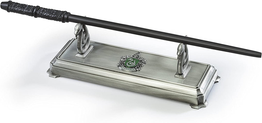 The Noble Collection Harry Potter Slytherin Wand Stand - 8in (20cm) Silver-Coloured Individual Wand Stand - Harry Potter Film Set Movie Props Wands Gifts