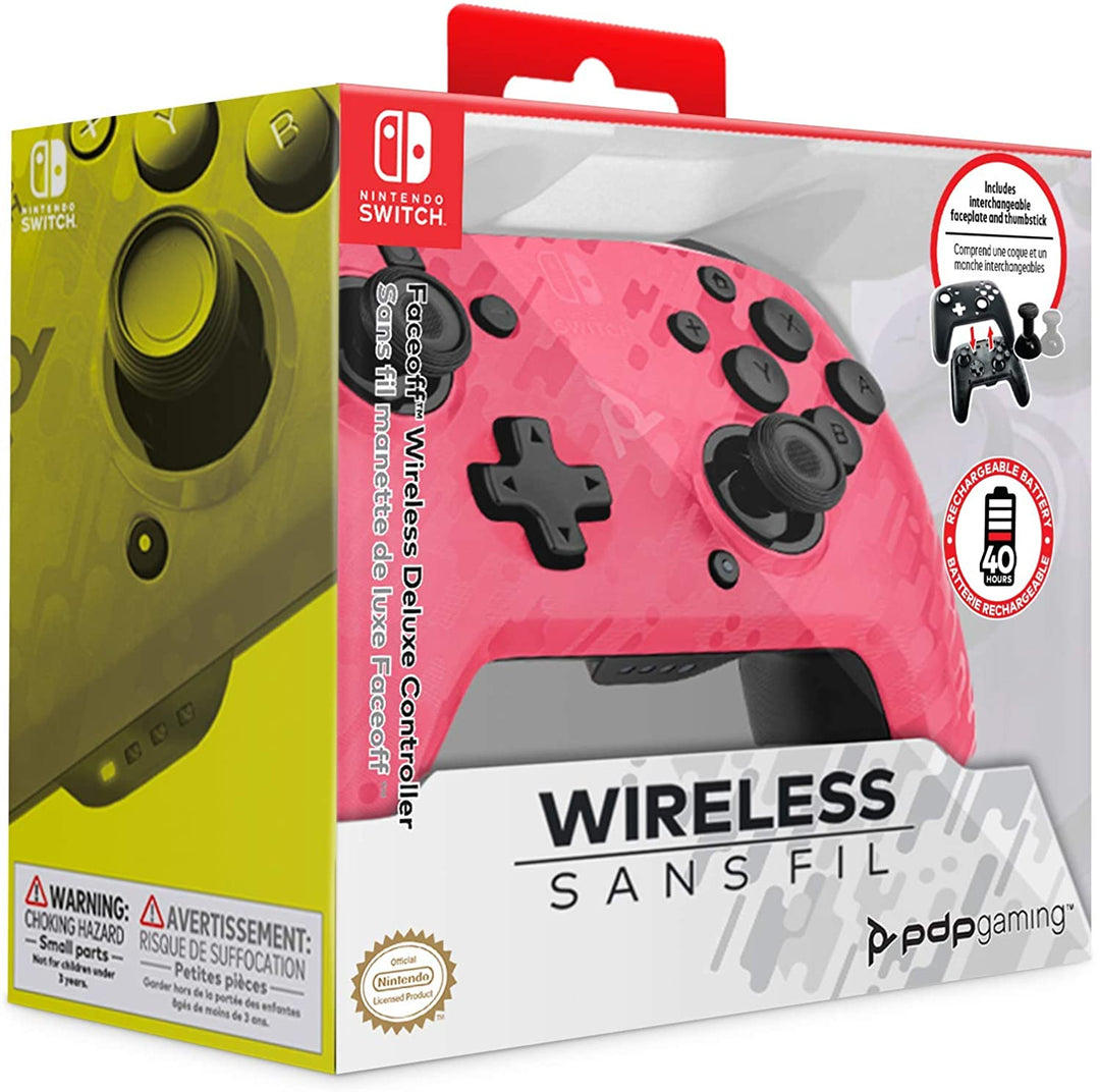 Controller PDP Faceoff Deluxe+ Interruttore wireless audio Camo Pink