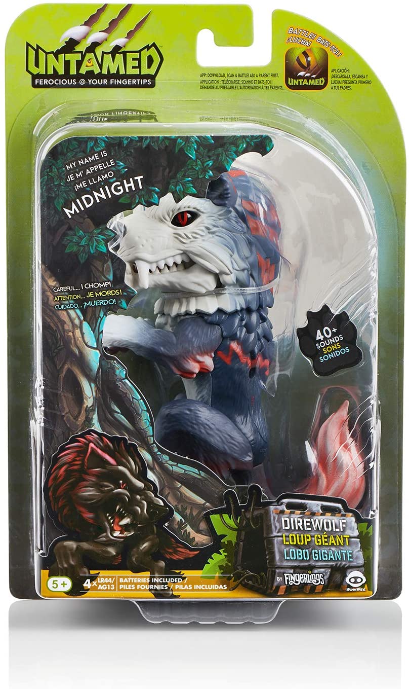 Wow Wee 3961 Untamed Dire Wolf von Fingerlings – Midnight (Schwarz und Rot)