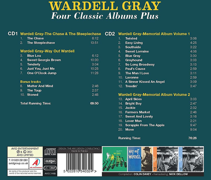 Wardell Gray - Four Classic Albums Plus (The Chase & The Steeplechase / Way Out Wardell / Memor [Audio CD]