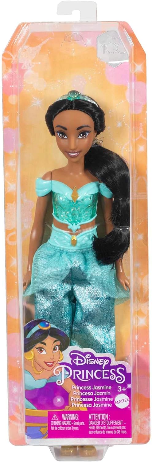 Disney Princess Toys, bewegliche Modepuppe Jasmine mit glitzernder Kleidung und A