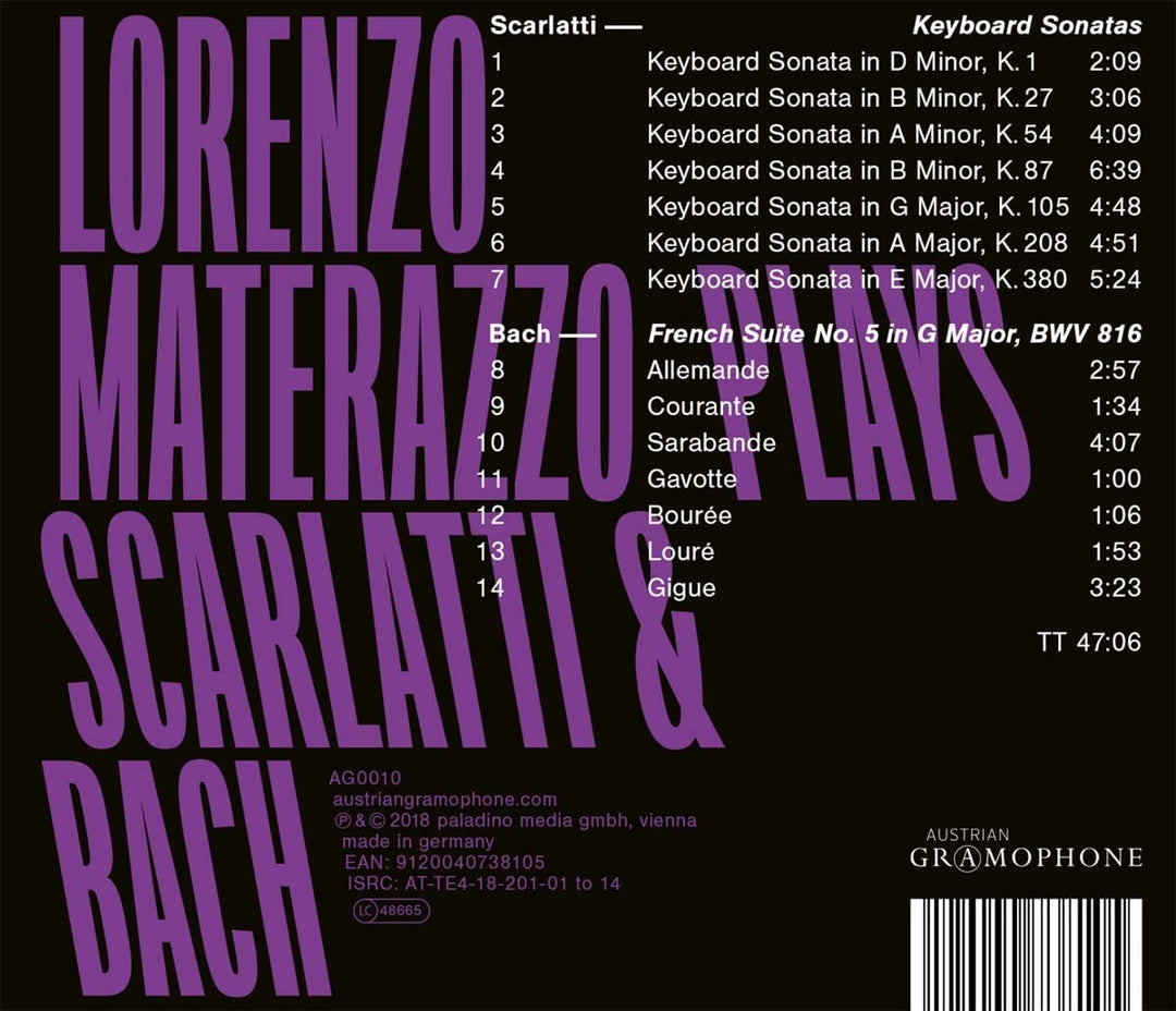 & Bach Scarlatti - Lorenzo Materazzo Plays S [Audio CD]