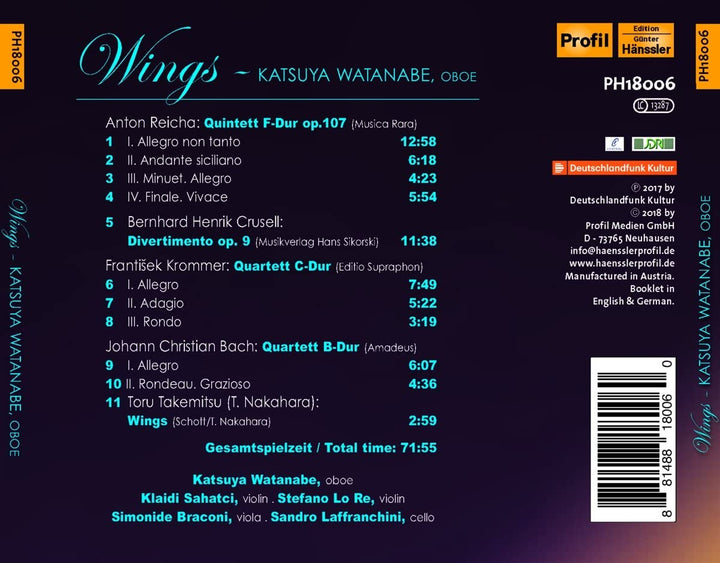 Katsuya Watanabe - Wings [Katsuya Watanabe; Klaidi Sahatchi; Stefano Lo Re; Simonide Braconi; Sandro Laffranchini] [Profil: PH18006] [Audio CD]