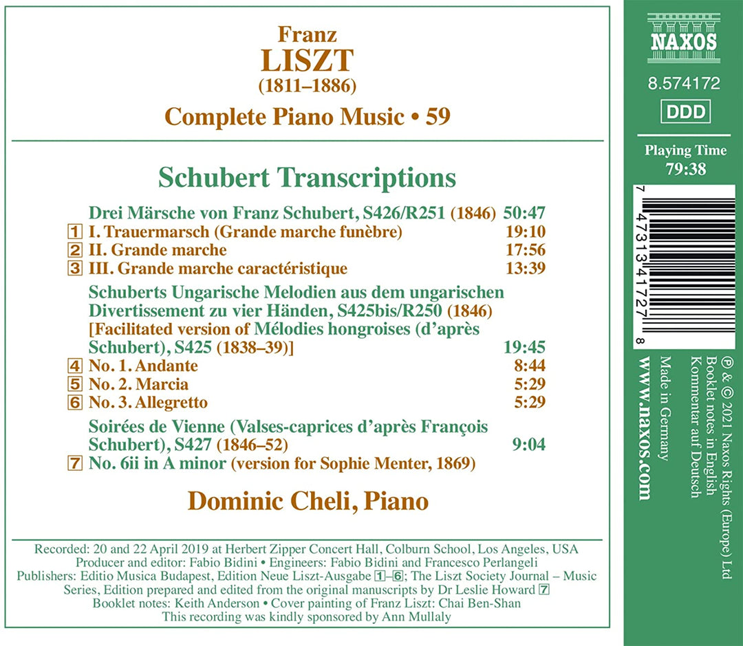 Liszt: Piano Music, Vol. 59 [Domini Cheli] [Naxos: 8574172] [Audio CD]