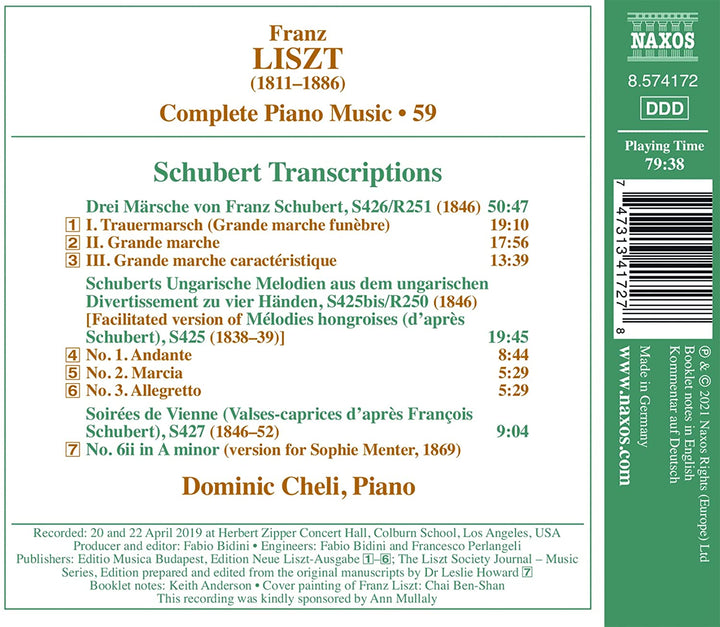 Liszt: Piano Music, Vol. 59 [Domini Cheli] [Naxos: 8574172] [Audio CD]