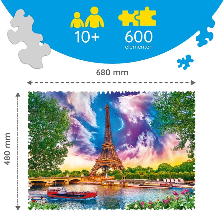 Trefl 11115 Himmel über Paris 600 Teile, Crazy Shapes, Premium Quality, für Erwachsene und Kinder ab 10 Jahren Puzzle, Coloured