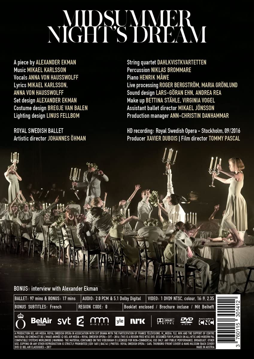 Mikael Karlsson; Alexander Ekman: Midsummer Nights Dream [Anna Von Hausswolff; Royal Swedish Ballet] [Belair Classiques: BAC141] [2017] [DVD]