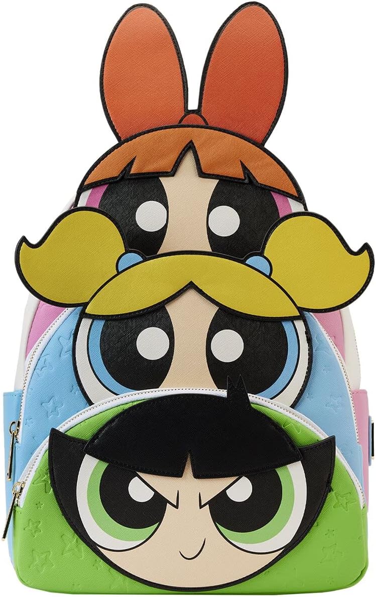 Powerpuff Girls Mini-Rucksack mit drei Taschen, Weiß, Einheitsgröße