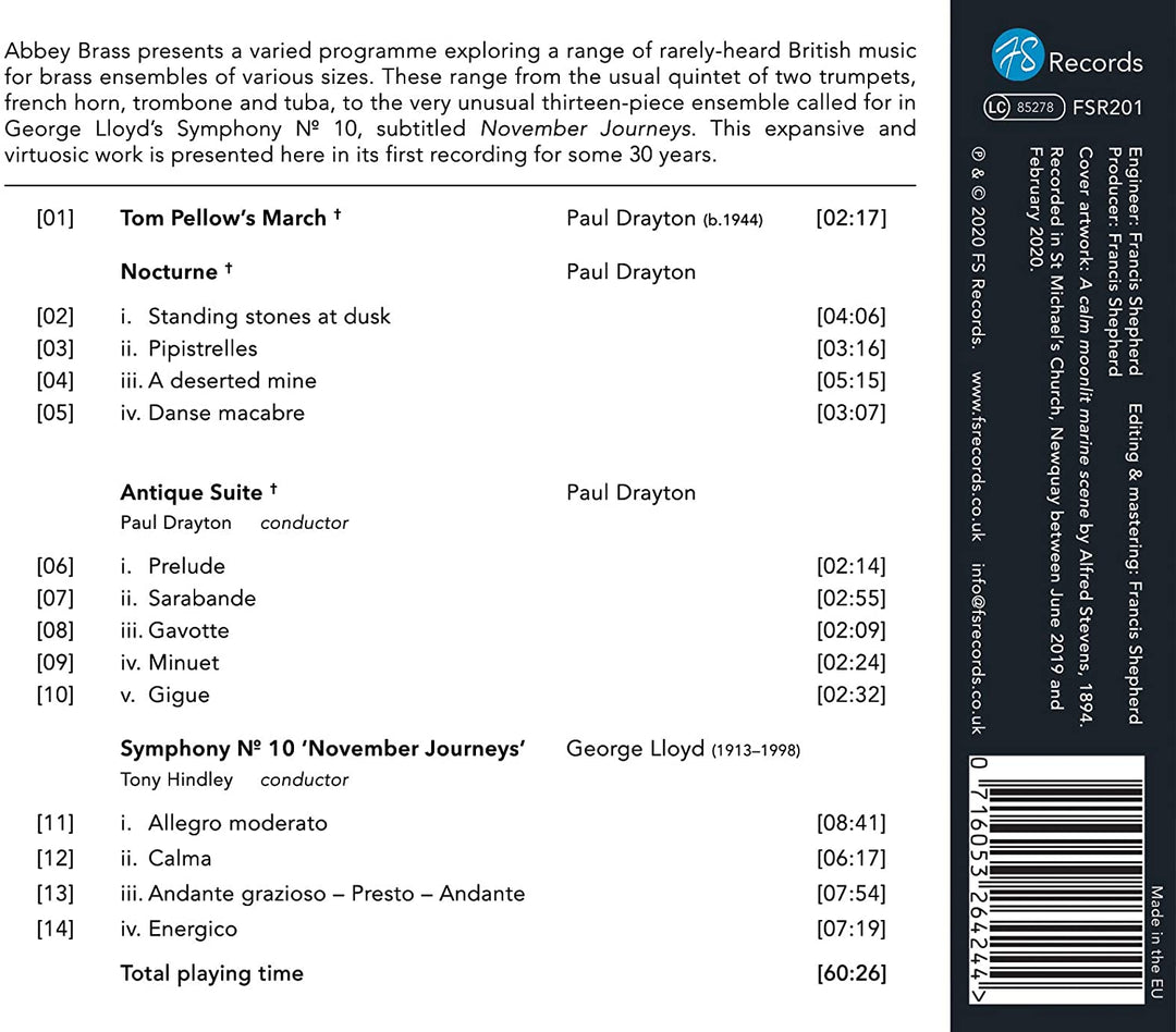 November Journeys: Works for brass ensemble by Paul Drayton & George Lloyd [Audio CD]