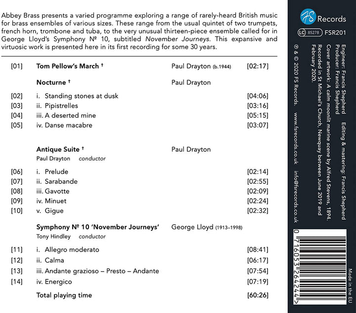 November Journeys: Werke für Blechbläserensemble von Paul Drayton &amp; George Lloyd [Audio-CD]