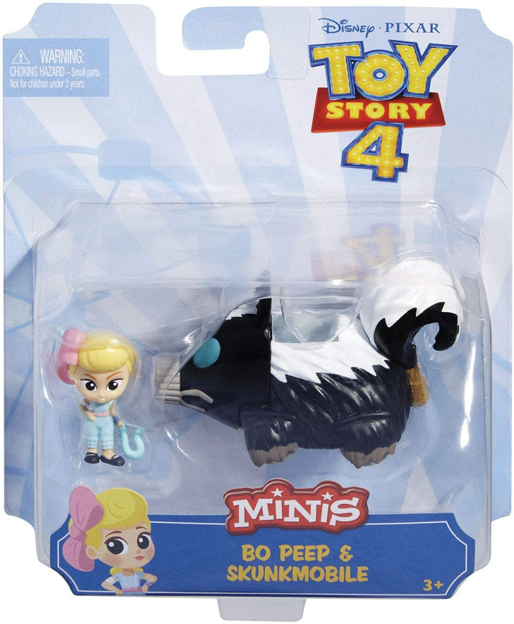 Disney Pixar Toy Story 4 Bo Peep Minifigur und Skunkmobile-Fahrzeug, kompakt für zu Hause und unterwegs