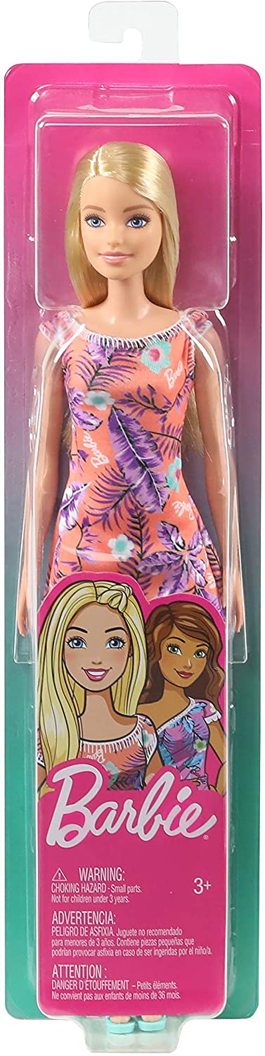Barbie hermoso vestido naranja con flores de Mattel GHT24