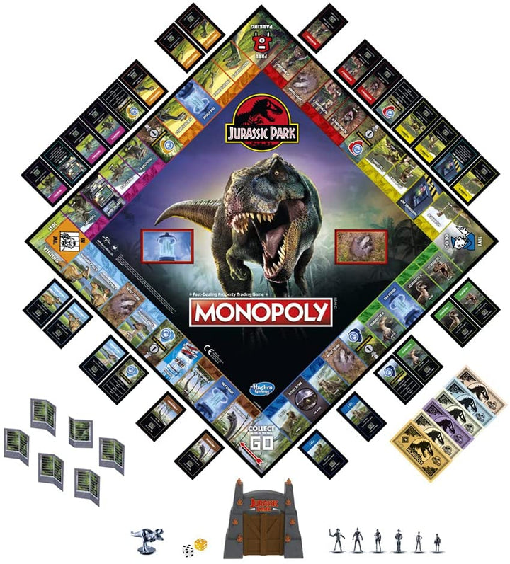 Monopoly Jurassic Park Edition bordspel voor kinderen vanaf 8 jaar