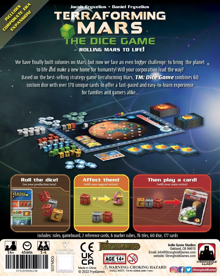 Stronghold Games | Terraforming Mars: The Dice Game | Board Game | Ages 14+ | 1-4 Players | 45 Minutes Playing Time