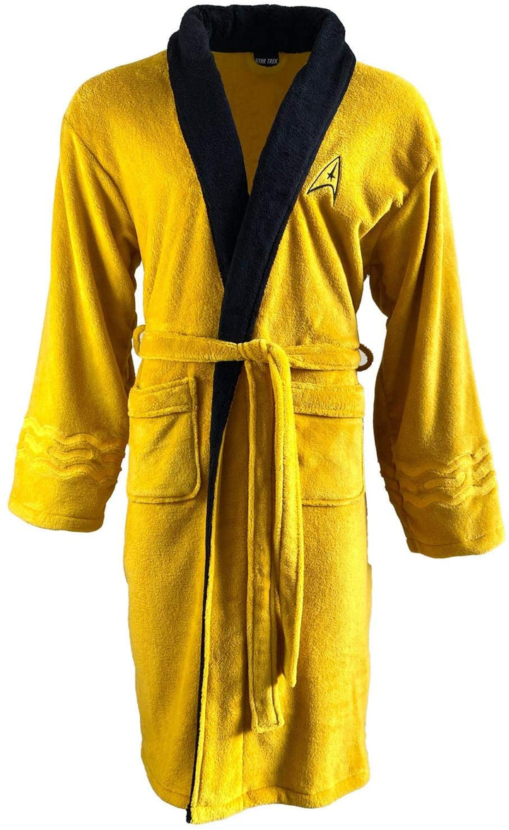 Groovy Men's Bathrobe Dressing Gown Robe Star Trek Mustard Kirk Official Merch,