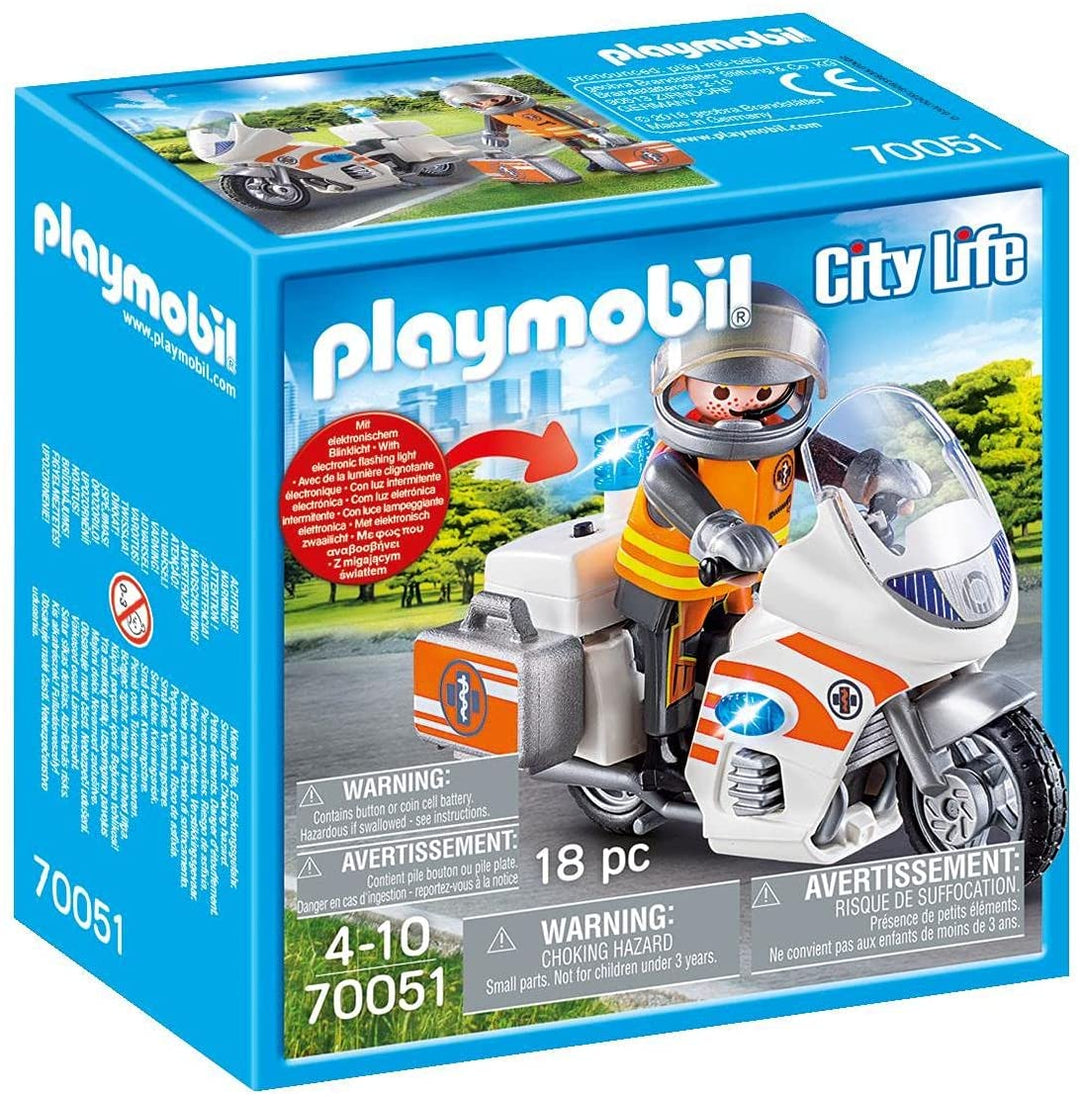 Playmobil 70051 City Life Hôpital Urgence Moto avec Clignotant