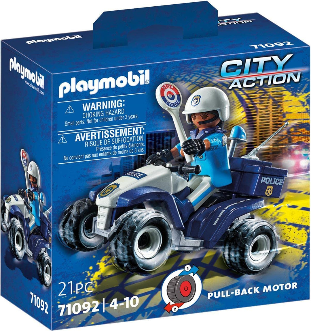 PLAYMOBIL City Action 71092 Polizeiquad mit Rückziehmotor, Spielzeug für Kinder ab 4 Jahren