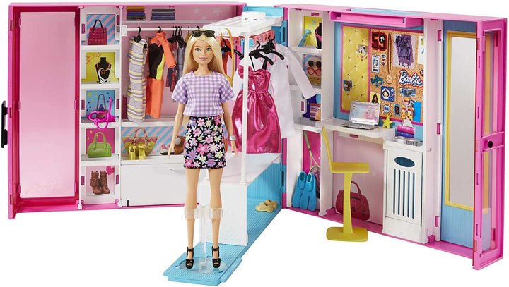 Barbie Dream Closet & Blonde Barbie Doll - Expanding Closet with Rotating Clothe