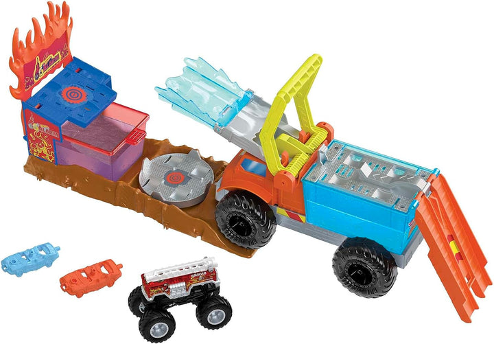 Hot Wheels Monster Trucks Arena Smashers Color Shifters 5-Alarm Rescue mit 1 Co