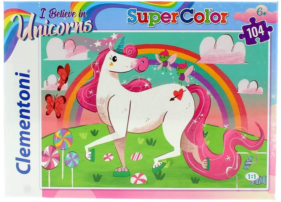 Clementoni - 27109 - Supercolor Unicorn Brilliant - Puzzle para niños - 104 piezas