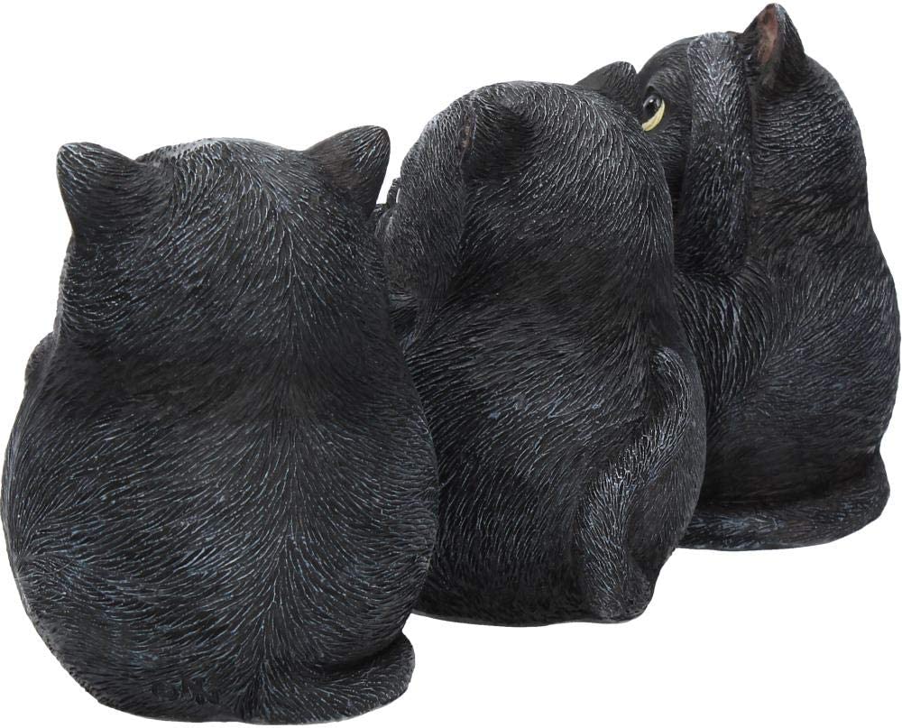 Nemesis Now Three Wise Fat Cats 8,5 cm Figur, Kunstharz, Schwarz