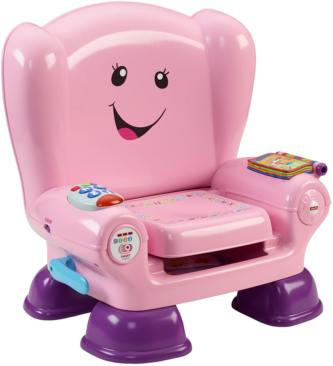 Fisher Price CFD39 Smart Stages Chaise d&#39;Activité Rose Jouet pour 1 An avec Sons, Musique et Phrases