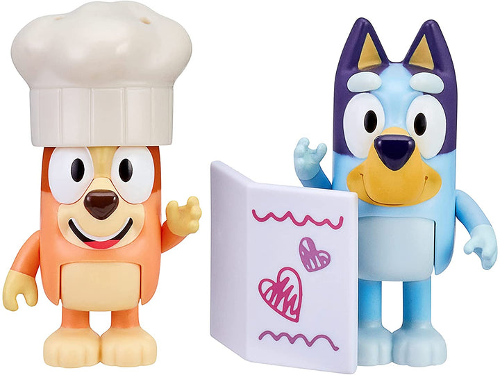 Bluey Fancy Restaurant-Figuren im 2er-Pack, bewegliche 2,5-Zoll-Figuren mit Zubehör