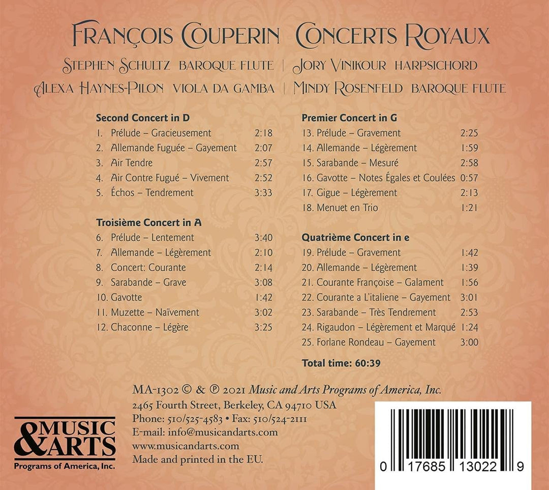 Couperin: Concerts Royaux [Stephen Schultz; Jory Vinikour; Alexa Haynes-Pilon; Mindy Rosenfeld] [Music & Arts: MA 1302] [Audio CD]