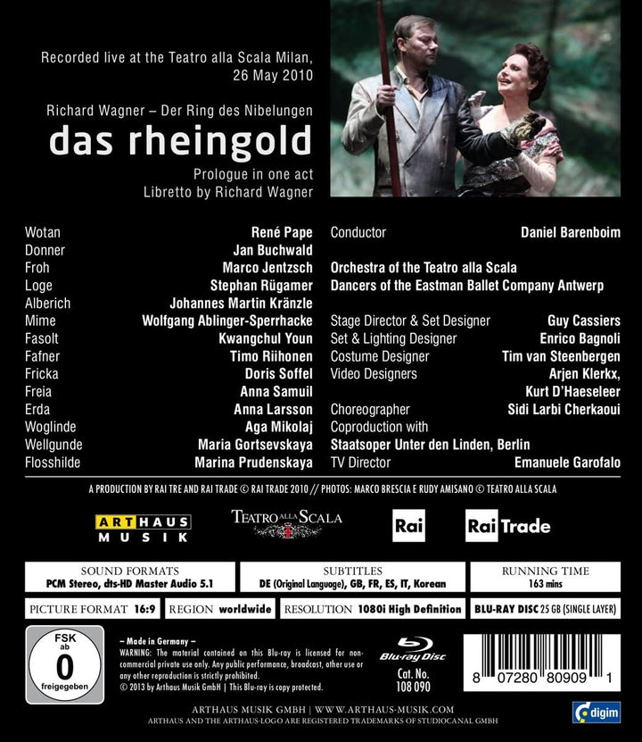 Wagner: Das Rheingold [La Scala 2011] [Rene Pape, Timo Riihonen, Daniel Barenboim] [Arthaus: 108090] [2013] [Blu-ray]
