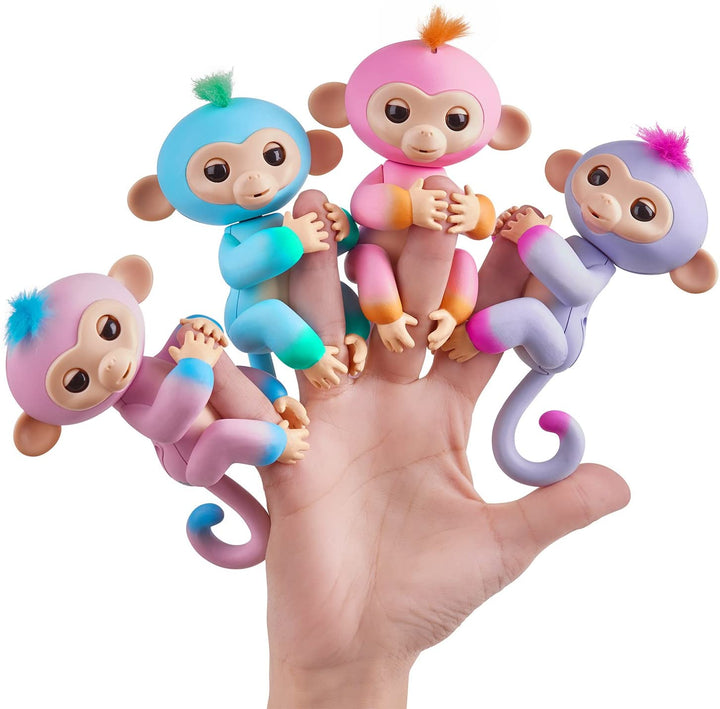 Fingerlings 2 Tone Monkey - Charlie (Azul con acentos verdes) - Mascota interactiva para bebés