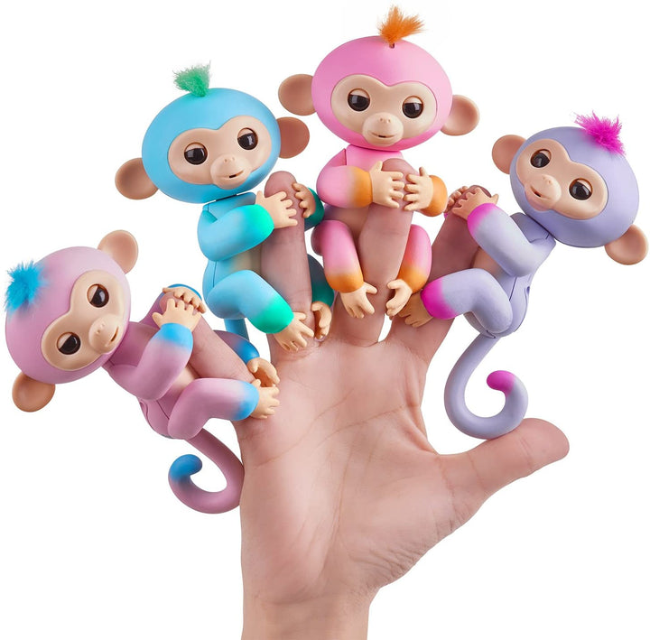 Fingerlings 2 Kleuren Aapje - Charlie (Blauw met Groene accenten) - Interactieve Baby Pet