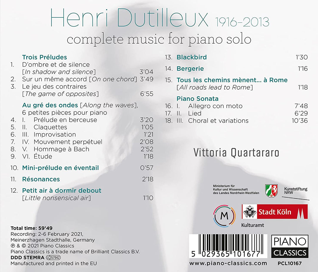 Dutilleux: Sämtliche Musik für Klavier Solo [Audio CD]